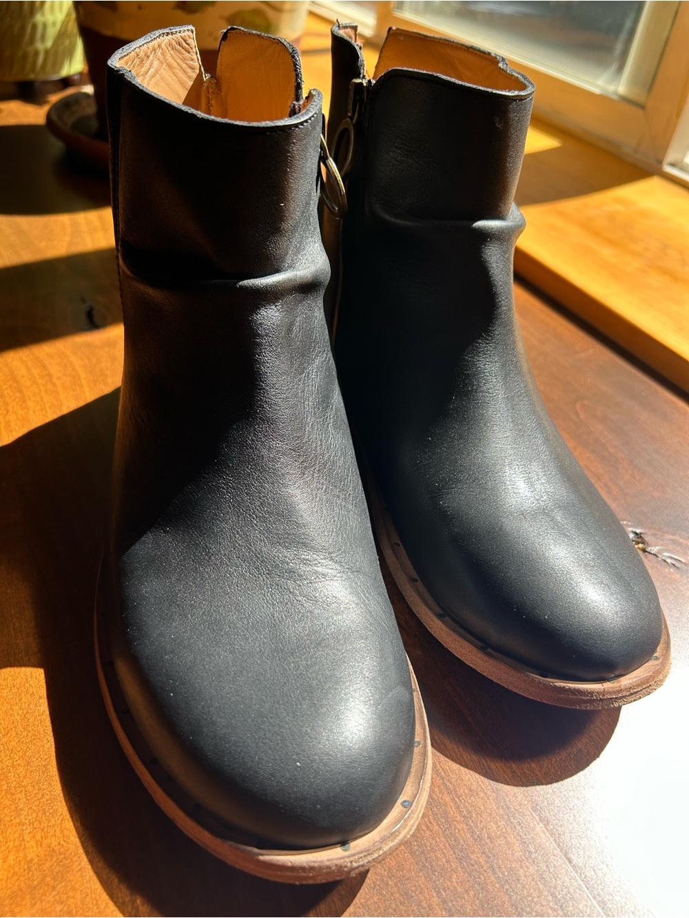 Beek Black Leather Ankle Booties